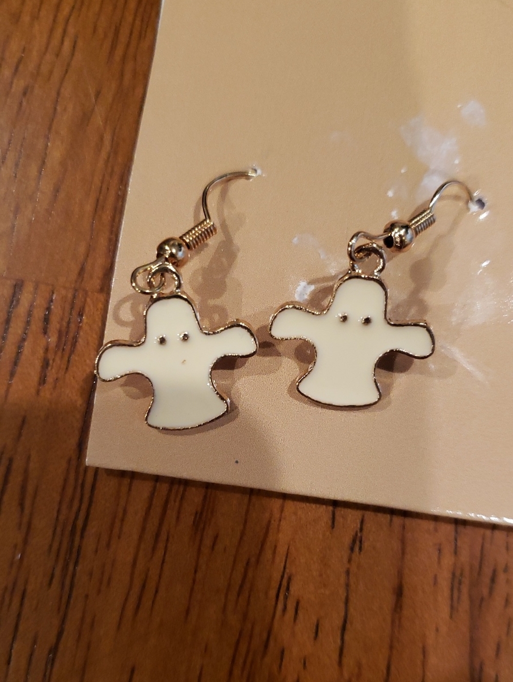 3/$20 Cute Ghost Dangle Earrings - White & Goldtone